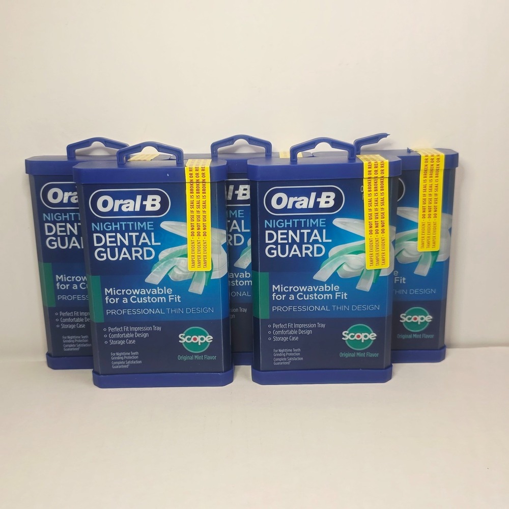 Oral-B Nighttime Dental Guard 5 Pack with Scope Flavor Custom Fit New